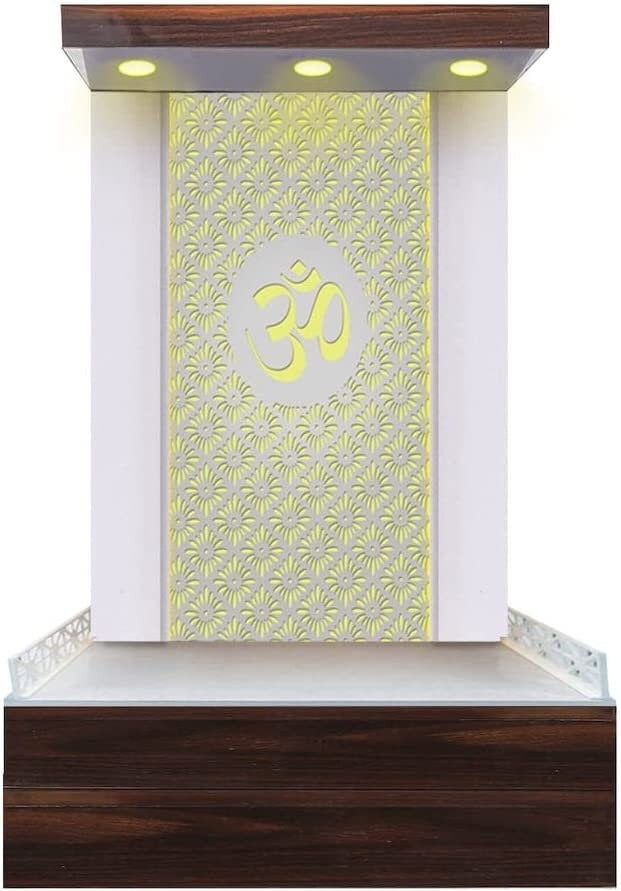 Wooden Handmade Designer LED Temple for Home / Pooja Mandir Wall