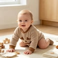 thumbnail image 4 of PEASKJP Baby Boy Rompers Baby Pajamas, Long Sleeve Footless Rompers, Snap Closure Sleeper for Boy Girls Brown,12-18 Months, 4 of 9