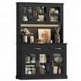 thumbnail image 4 of Hiphuta 71" Kitchen Pantry Cabinet with Charging Station & Light, Tall Pantry Large Storage Space Cabinet with Microwave Stand, Modern Freestanding Hutch with Countertop for Dining Room, Black, 4 of 7