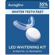 Auraglow Teeth Whitening Kit with LED Light, 35% Carbamide Peroxide Gel, 20+ Whitening Treatments, (2) 5mL Whitening Gel Syringes