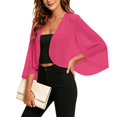 thumbnail image 4 of MSJUHEG Women Shrug Chiffon Cardigans 3/4 Batwing Sleeve Swimwear Cover Ups Open Front Cropped Mesh Sheer Chiffon Shrug Sparkle Cardigan Sheer Jacket Loose Fit Cover Up Hot Pink Xl, 4 of 6