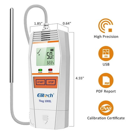 Elitech Digital Temperature Data Logger Reusable Recorder Ultra Low Temp with External Sensor, 5 Pack