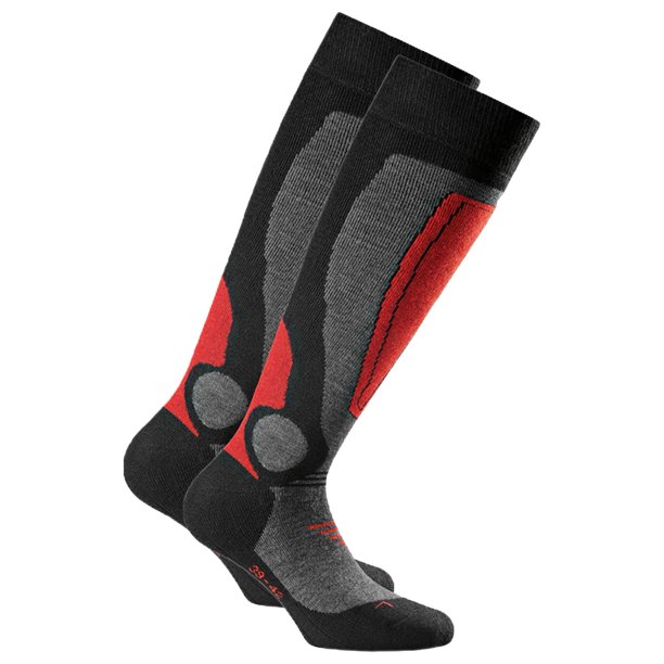 Rohner Basic Calcetines de esquí unisex, paquete de 2 - Calcetines básicos de esquí, hasta la rodilla, mezcla de lana Antracita 39-42
