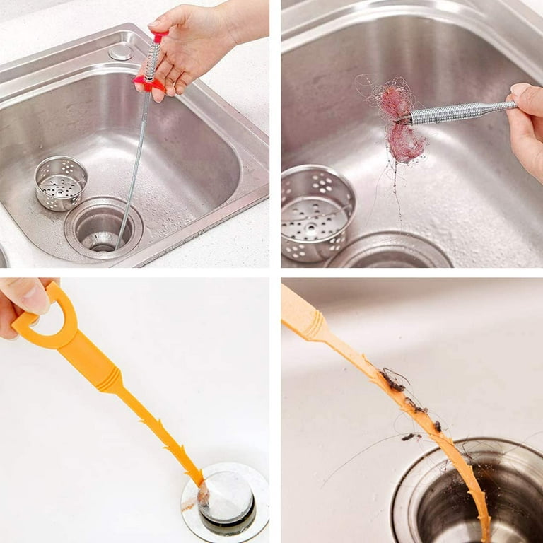 Drainsoon 30 Inch Long Sink Snake Drain Clog Remover, Upgraded Anti-break  Nylon Plumbing Snake Drain