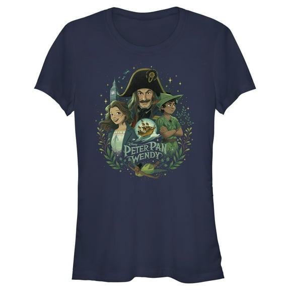 Junior's Peter Pan & Wendy Animated Movie Poster Graphic Tee Navy Blue 2X Large