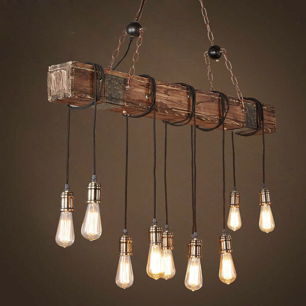 Wooden Beam Light Rustic Farmhouse Chandelier Wooden Pendant Light Fixture