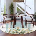 thumbnail image 4 of Spring Daisy Round Rug 8ft Washable Circle Rugs Non Slip Watercolor Botanical Flowers Blue Striped Large Area Rug Indoor Floor Carpet for Bedroom Kitchen Living Room Home Office Dining Room Nursery, 4 of 8