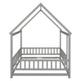 thumbnail image 5 of Kids Floor Bed, Full Size House Bed Frame with Full Fence Guardrails, Wooden Platform Bed Frame for Kids Teens Girls Boys, Easy to Assemble, Gray, 5 of 9