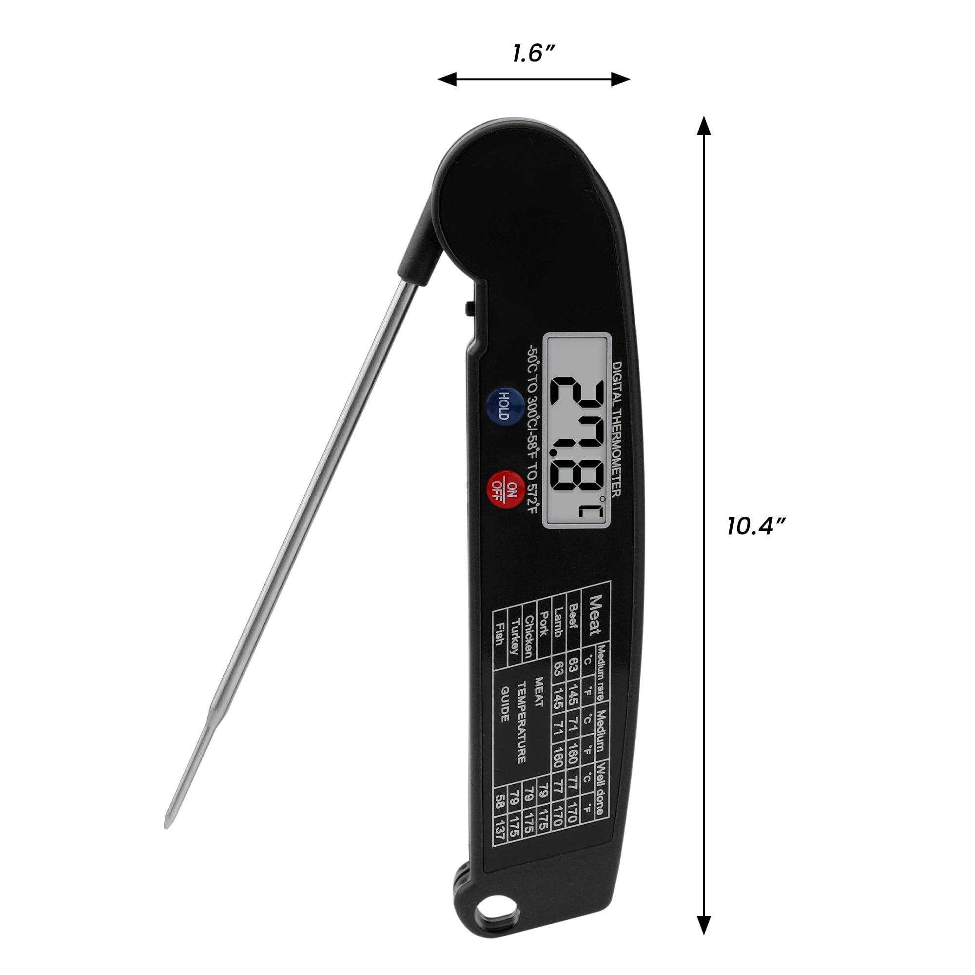 Unique Bargains Strong Plastic Digital Meat Thermometer Black 10.4x1.6x0.6 in