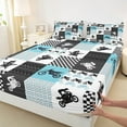 thumbnail image 3 of Manfei Modern Motorcycle Print Full Size Sheets, Checkered Flag Bed Sheets, Dirt Bike Lover Sheet Sets, Lightweight Room Decor, 4-Piece, 3 of 7