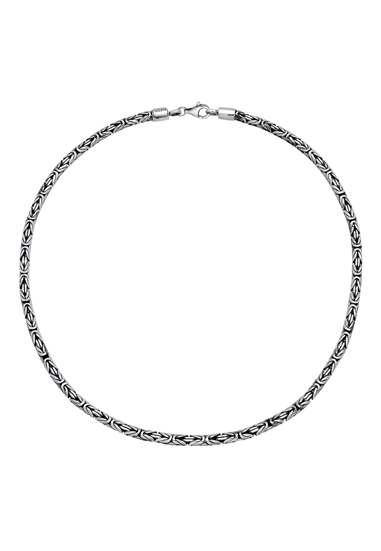 KUZZOI Men 0.16" Byzantine Link Chain Necklace 925 Silver oxid 20 - 24 inch
