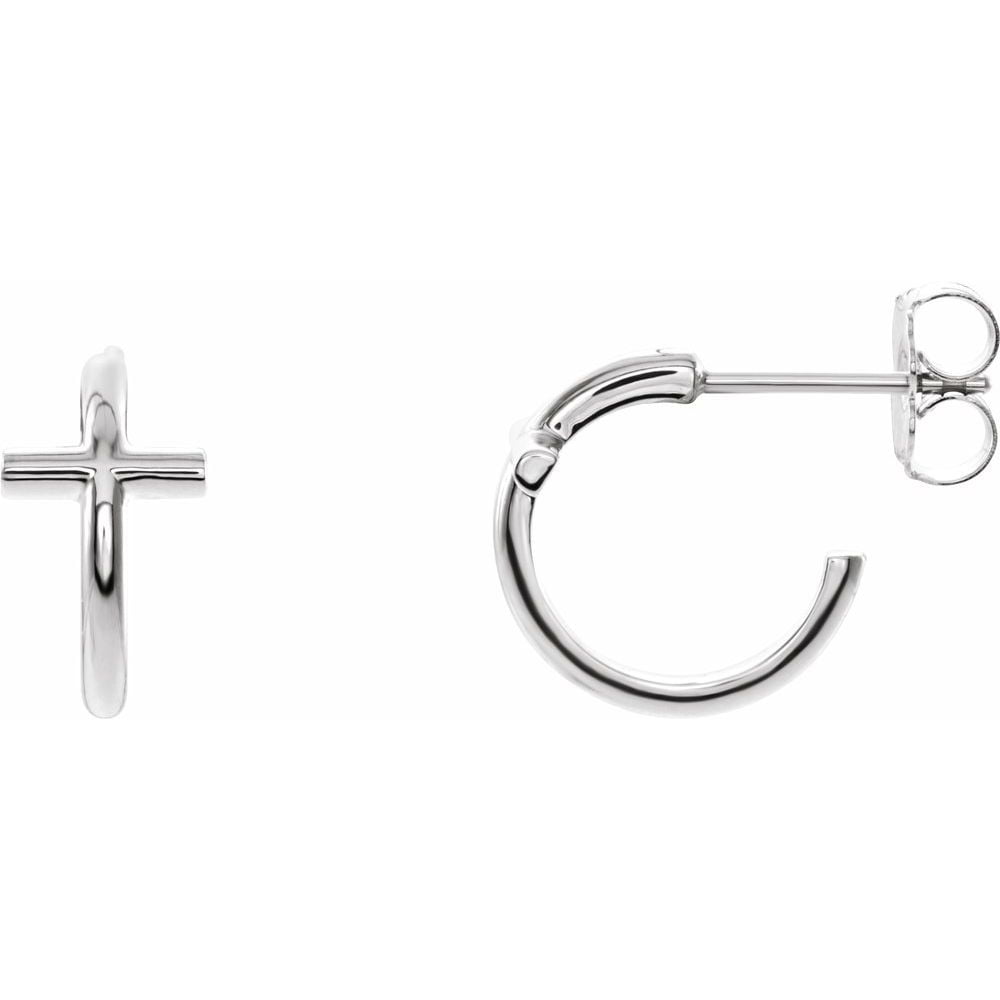 white gold cross earrings studs