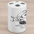 thumbnail image 1 of Letter J Ceramic Toothbrush Holder, Shabby Form Classic Written Medieval Initials J Royal Noble Family Character, Decorative Versatile Countertop for Bathroom, 4.5" X 2.7", Black Grey White, 1 of 4