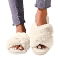 thumbnail image 3 of Winter Slippers for Women Memory Foam Open Toe Fluffy Shoes Fuzzy Indoor And Outdoor Slip On Soft Sole Home Slippers, 3 of 9