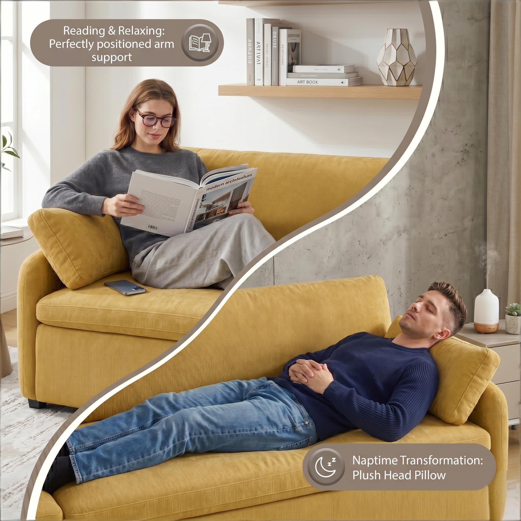 Howcool 50×43 Inch Oversized Chenille Accent Chair, Wide Deep Seat Comfy Armchair with Pillow for Living Room Apartment