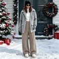 thumbnail image 7 of Women's Fleece Pajama Pants Mid Weight Warm Lounge Bottoms Drawstring Elastic Waist Casual Soft Sleepwear, 7 of 7