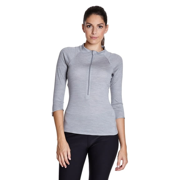 Nike Women's Wool Half-Zip 3/4-Sleeve Top (Dark Grey Heather/Silver Wing, X-Small, Track Jackets)