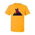 thumbnail image 2 of Neon Retro Rainbow DJ MC Hip Hop Cat | Mens Cat Lover Graphic T-Shirt, Gold, 2XL, 2 of 4