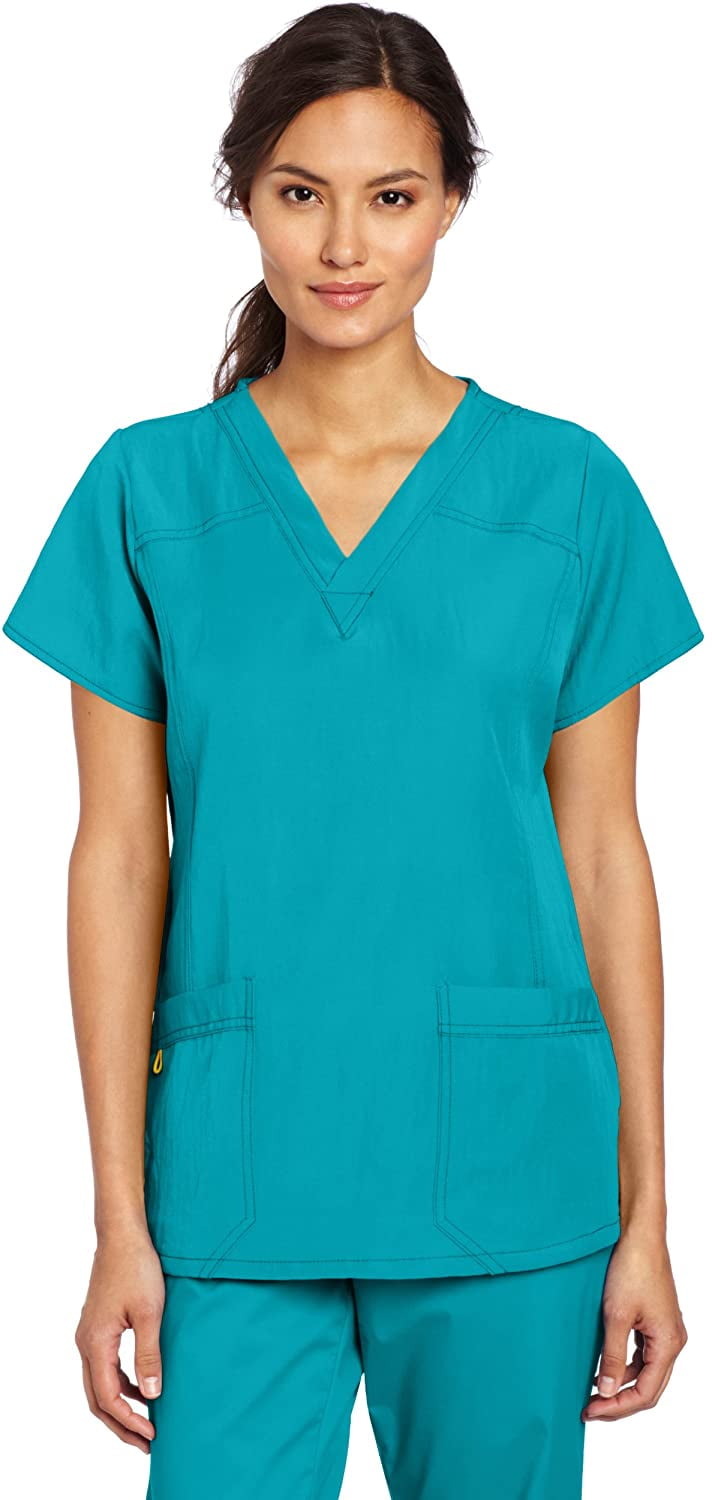 WonderWink Women's Scrubs Four Way Stretch Sporty VNeck Top, Real Teal