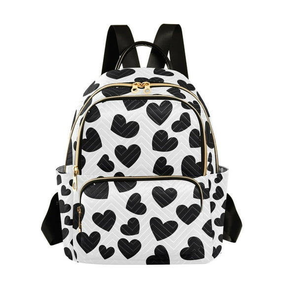 ALAZA Black Heart Pattern Womens Travel Laptop Backpack Large Daypack Ladies Shoulder Bags S