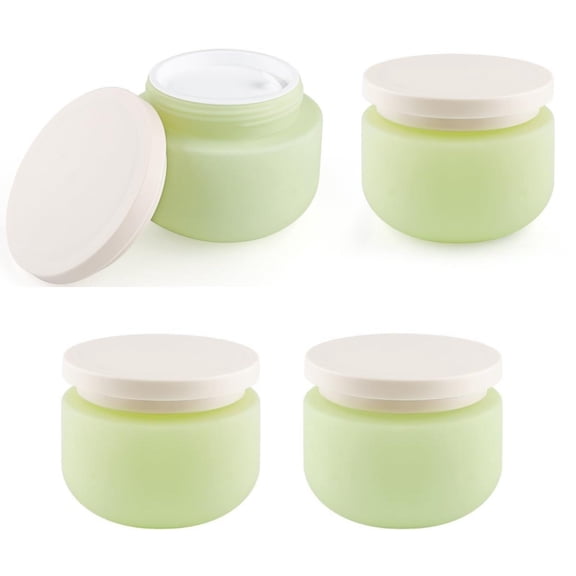 4 Pack Plastic Jars with Lids 8 oz Wide Mouth Jars Cosmetic Containers Leak Proof Lotion Containers Small Travel Skincare Containers Mini Makeup Containers for Cream Bath Salt Moisturizer,Green