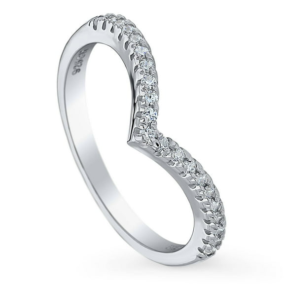 BERRICLE Sterling Silver Wishbone Wedding Rings Round Cut Cubic Zirconia CZ Curved Eternity Ring for Women, Rhodium Plated Size 7