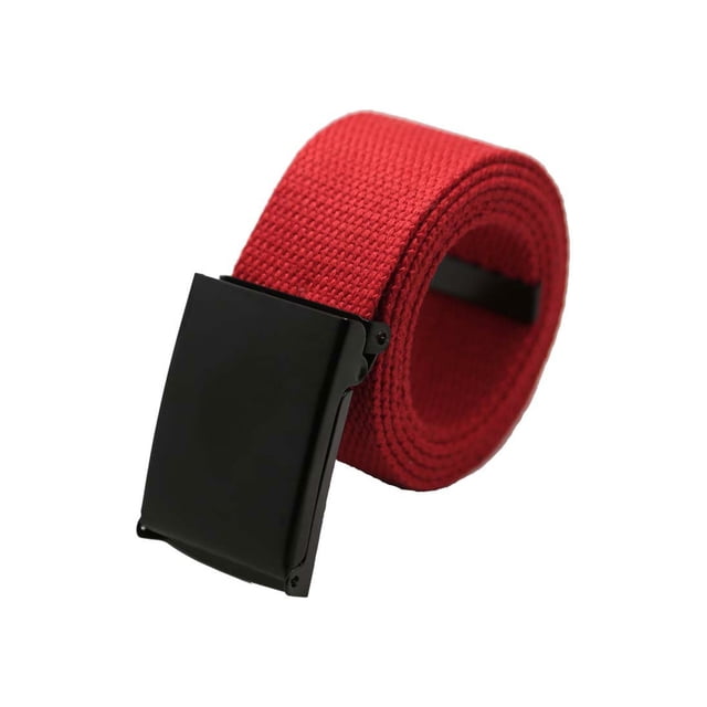 Cinturón Ajustable uxcell Lona sin agujeros hebilla Deslizante Rojo 24-34