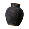 thumbnail image 4 of deevoka Rustic Ceramic Vase Wabi Bud Vase Desktop Display Farmhouse Flower Vase Black 12.7x12.7x15cm, 4 of 9