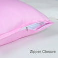 thumbnail image 2 of PiccoCasa 2 Pcs Body Pillowcases with Zipper Satin Long Pillowcover, Queen Pink, 2 of 7
