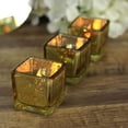 thumbnail image 2 of Efavormart 12 Pack | 2" Square Mercury Glass Candle Holders, Votive Tealight Holders Metallic With Speckled Design - Gold, 2 of 11