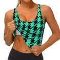 thumbnail image 3 of Zufioo Green and Black Houndstooth Print Women's Sports Vest, U-shaped Removable Chest Pad Sports Backless Top, Suitable for Fitness and Bodybuilding, Leisure and Daily Life-Medium, 3 of 8