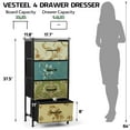 thumbnail image 2 of 4 Drawers Dresser for Bedroom, Vesteel Fabric Chest of Drawers Tall Storage Tower with Wood Top and Sturdy Steel Frame, Storage Organizer Unit for Closet /Living Room /Hallway - Retro Floral, 2 of 7