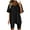 Black, variant on Women's 2 Piece Workout Outfit V Neck T-Shirt & Biker Shorts Set Summer Sports Boxy Tee Shirts Trendy Clothes Tracksuit