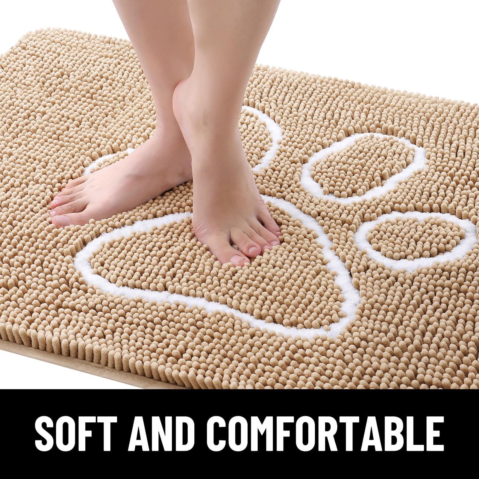 Buganda Dog Door Mats for Muddy Paws, Washable Dirt Trapper Front Door Rugs, Non-Slip Absorbent Chenille Indoor Doormats(36"x24", Beige)