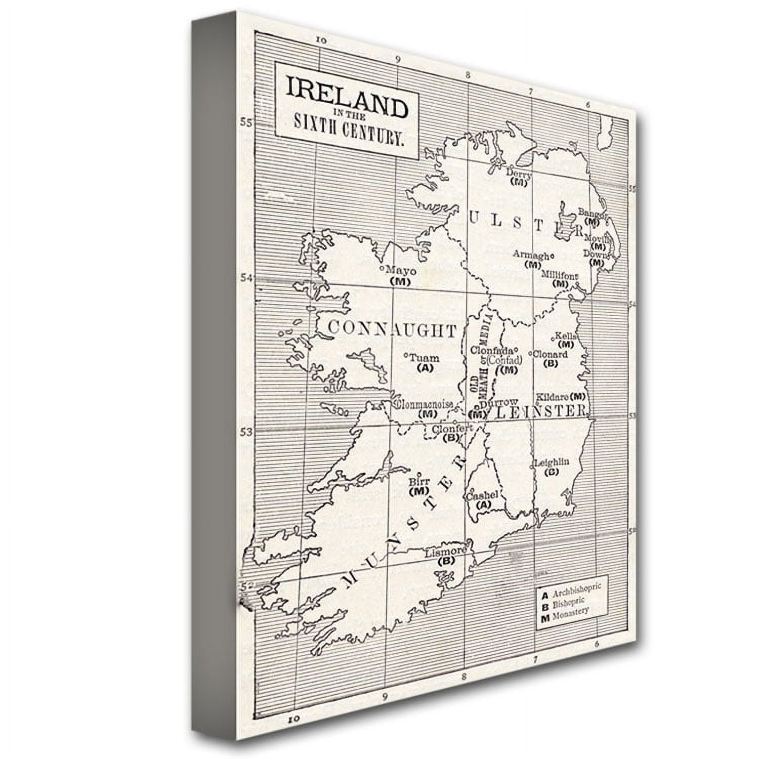 Trademark Art 'Map of Ireland in the Sixth Century' Canvas Art