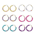 thumbnail image 1 of 6 Pairs Polymer Clay Beaded Hoops Earrings Vinyl Disc Beads Open Circle Earring Studs, 1 of 9