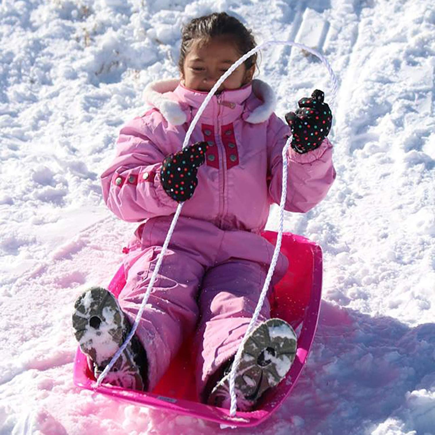 Plastic Toboggan for Snow Sledding Winter Trek Large Pull Sled for Adults Ice 