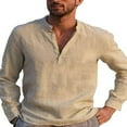 thumbnail image 1 of Men’s Shirt Stand Collar Long Sleeve Shirt Men’s Blouses, 1 of 6