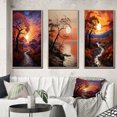 thumbnail image 1 of Designart "Sunset Sunset Reverie Painting I" Floral Framed Wall Art Set Of 3 - Yellow Sunrisesunset Frame Gallery Set For Office Decor, 1 of 6