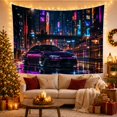 thumbnail image 3 of Purple Sports Car Beneath a Neon City Walkway, Moody Digital Art for Car Enthusiasts, Urban Night Wall Art, Housewarming Gift, Tapestry Wall Hanging for Bedroom and Studio, 3 of 7