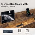 thumbnail image 5 of Wooden Full Size Bed Frame with Storage Headboard, Rustic Farmhouse Platform Bed with Charging Station and LED Lights, No Box Spring Needed, Noise-Free, Easy Assembly, Brown, 5 of 11
