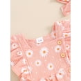 thumbnail image 5 of Bagilaanoe Newborn Baby Girl Summer Rompers Dress Flower Print Fly Sleeve Bodysuits + Hairband 3M 6M 9M 12M 18M Infant Patchwork A-line Dresses, 5 of 7