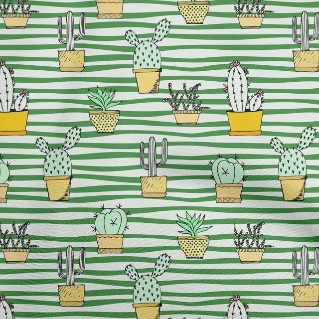 oneOone Cotton Poplin Green Fabric Cactus Sewing Craft Projects Fabric Prints By Yard 42 Inch Wide