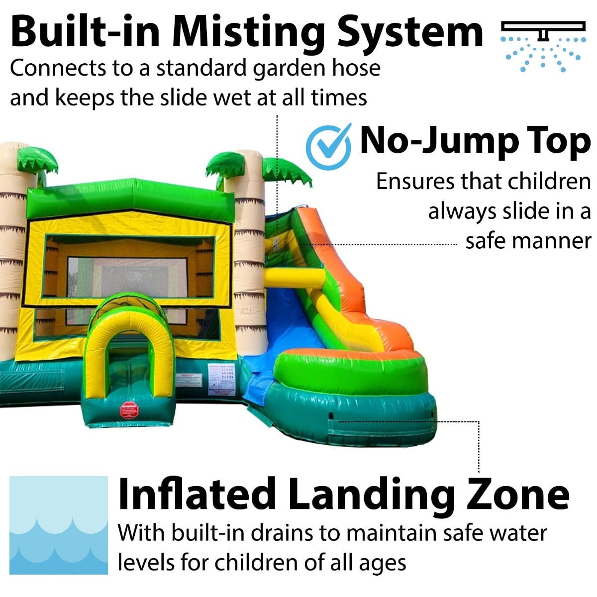 TentandTable Modular Inflatable Water Slide Bounce House Combo with Blower, Tropical