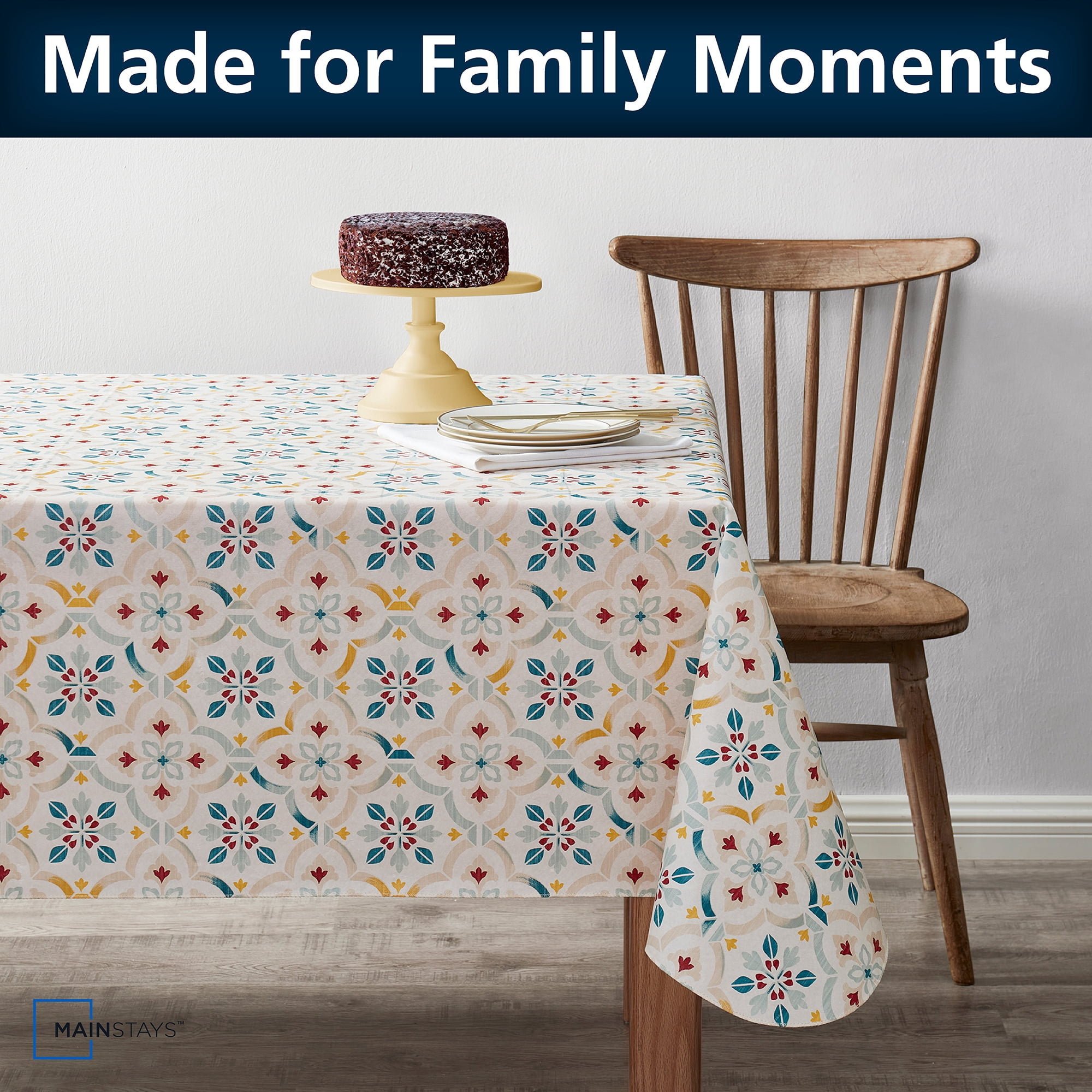 Mainstays PEVA Everyday, Indoor & Outdoor Tablecloth 60" x 84" Farmhouse Tile