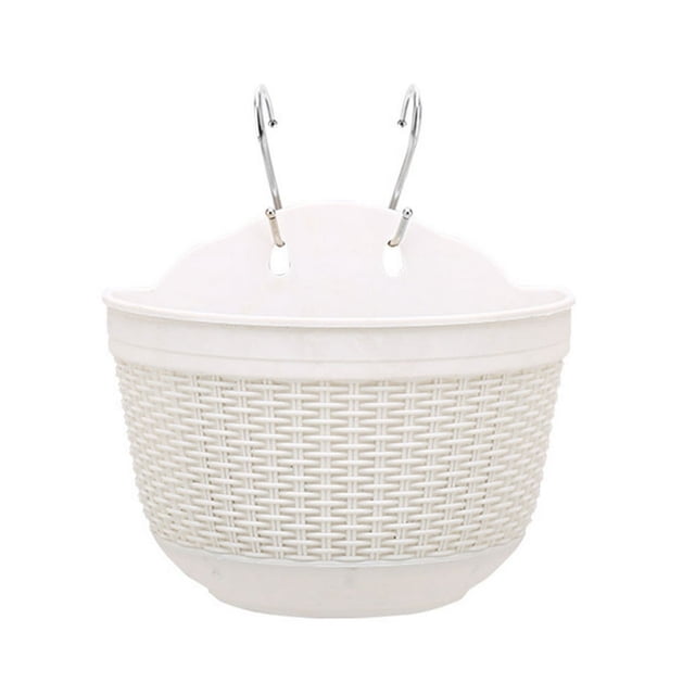 Wall Hanging Planters Railing Hanging Planters Plastic Plants Pot Wall Mounted Hanging Basket Fence Flower Pots Plants Container with Hooks 1pc