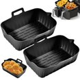 thumbnail image 1 of 2PCS Air Friteuse Pot de Silicone avec Poignée Réutilisable Air Friteuse Doublure Résistant à la Chaleur Air Friteuse Panier en Silicone Rectangle Cuisson Pan Air Friteuse Accessoires Doublures, 1 of 11