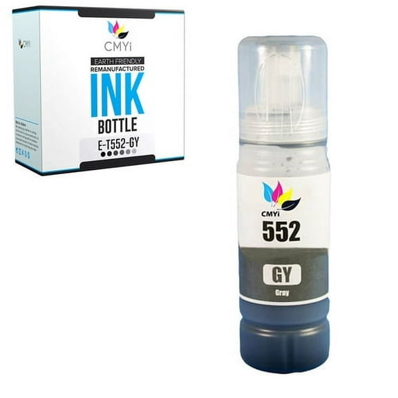 CMYi Inkjet Printer Ink Bottles Replacement Compatible for Epson 552 EcoTank Photo Series, 1 Gray