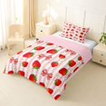 thumbnail image 2 of spefrowx Kawaii Strawberry Bow Print Twin Comforter Sets for Girls, Pink Stripe Floral Bedding Set, Pink Reversible, 2 Pieces, 1 Comforter and 1 Pillowcase, 2 of 6