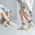 thumbnail image 2 of DOVACKA 6-Pack Neutral Striped Retro Crew Socks, Casual Cotton Socks for Men Women (Size 7-15), 2 of 7